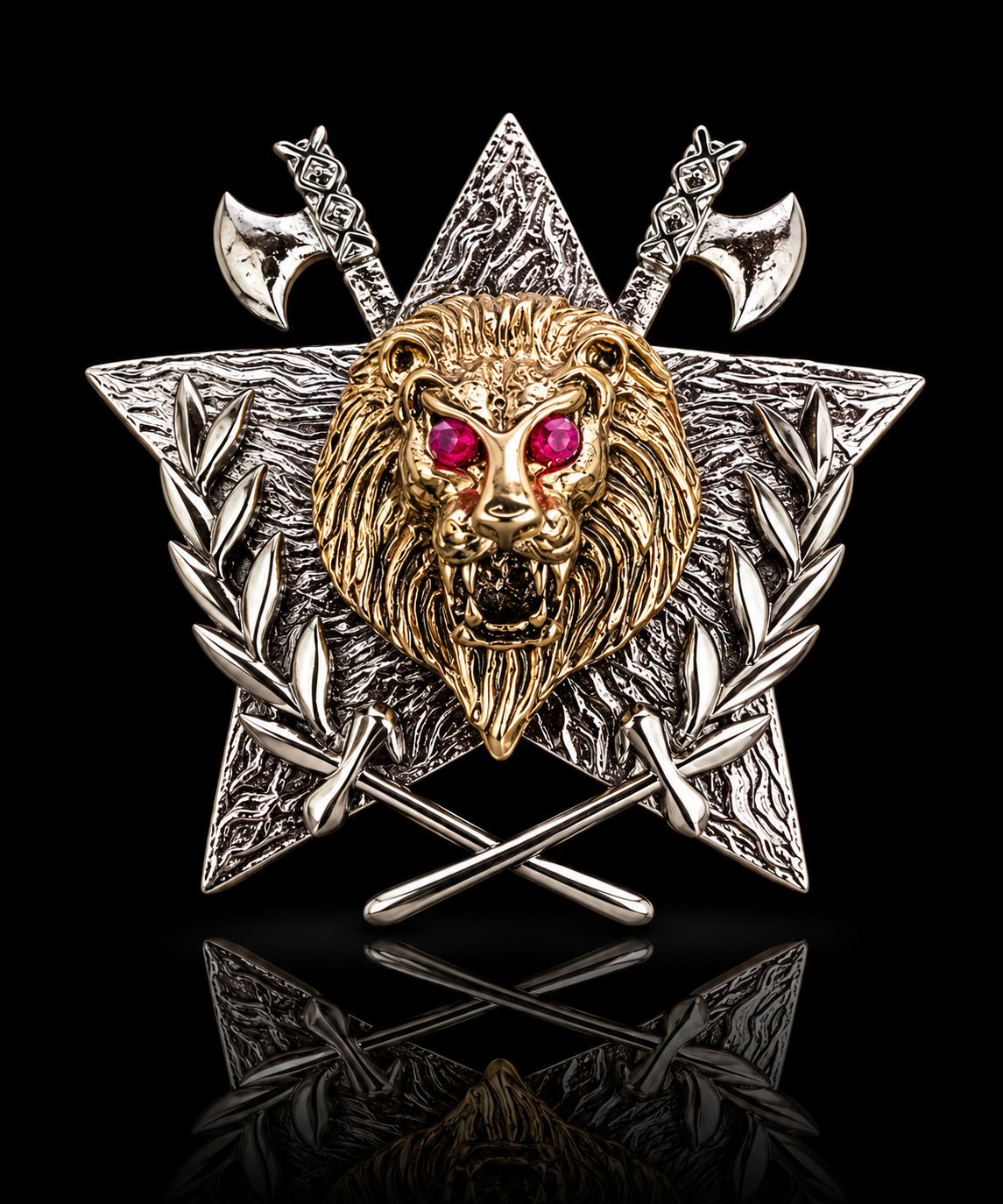 Royal Lion & Warrior Crest Brooch