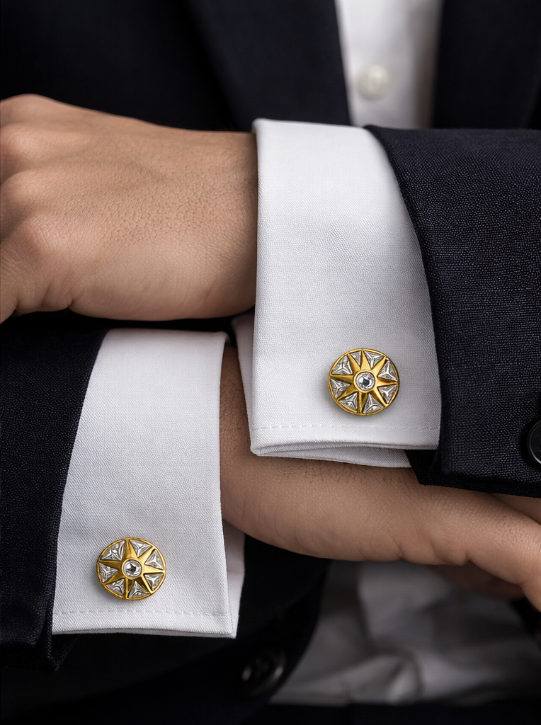 Sunburst Polki Brass Cufflinks