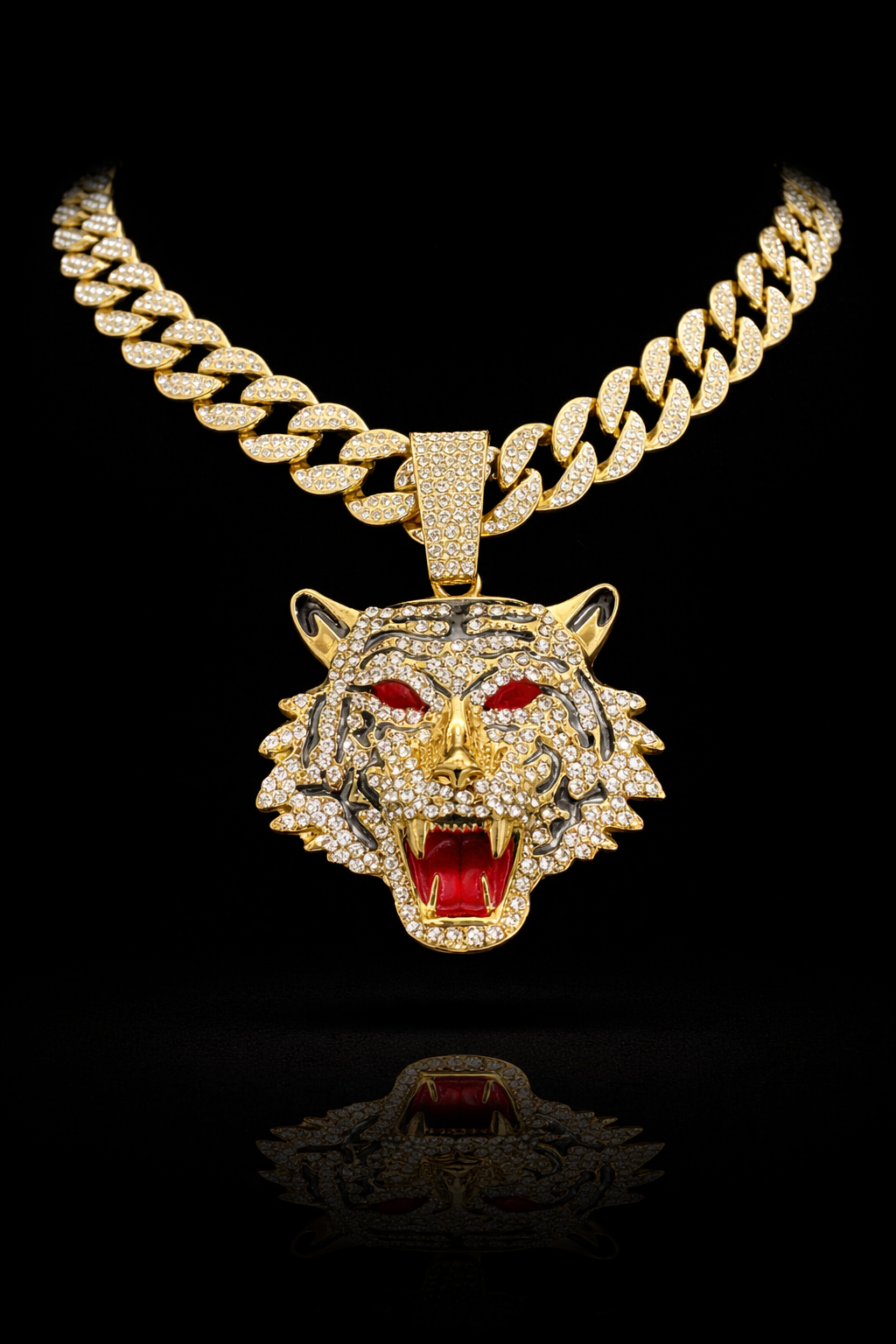 Fierce Tiger Cuban Chain Pendant Set