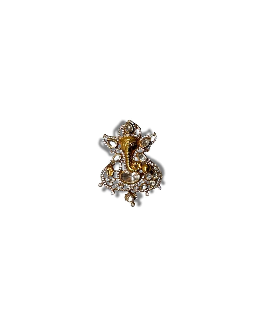 Kundan Ganesha Silver Brooch