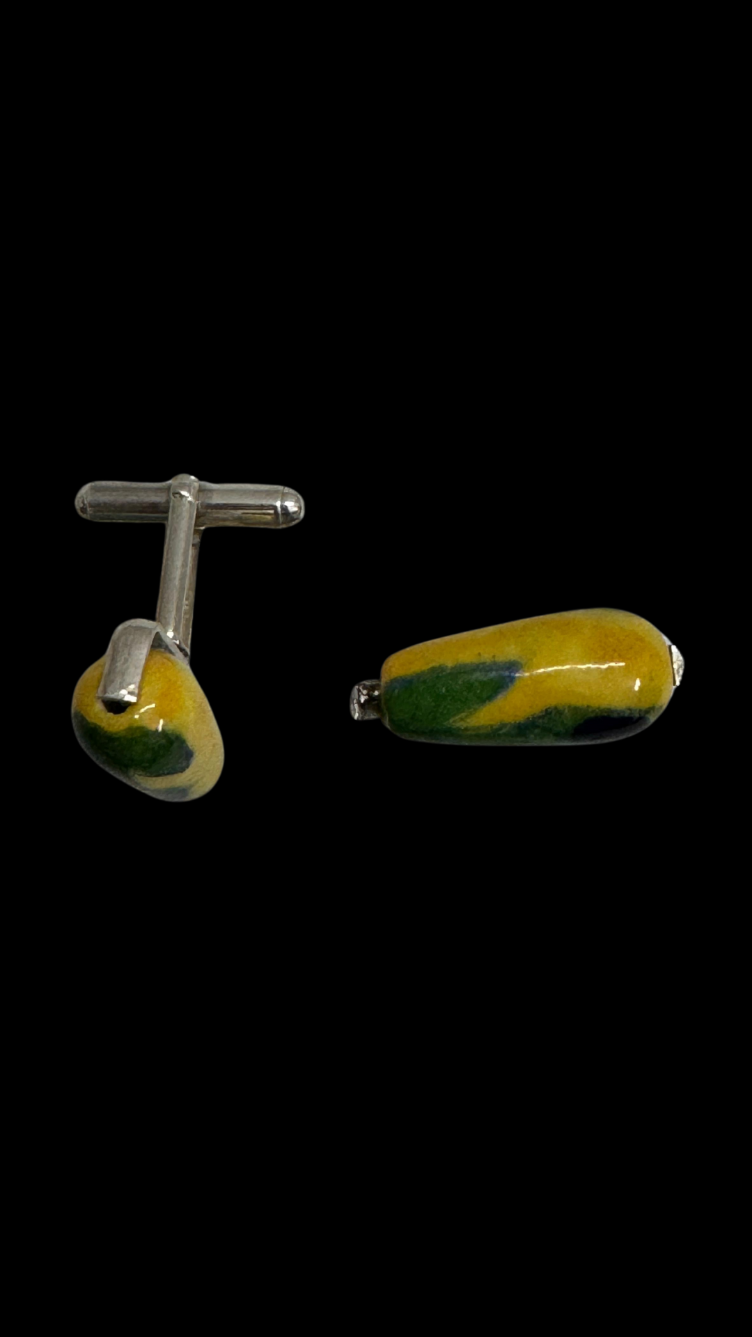 Blue Pottery Teardrop Cufflinks