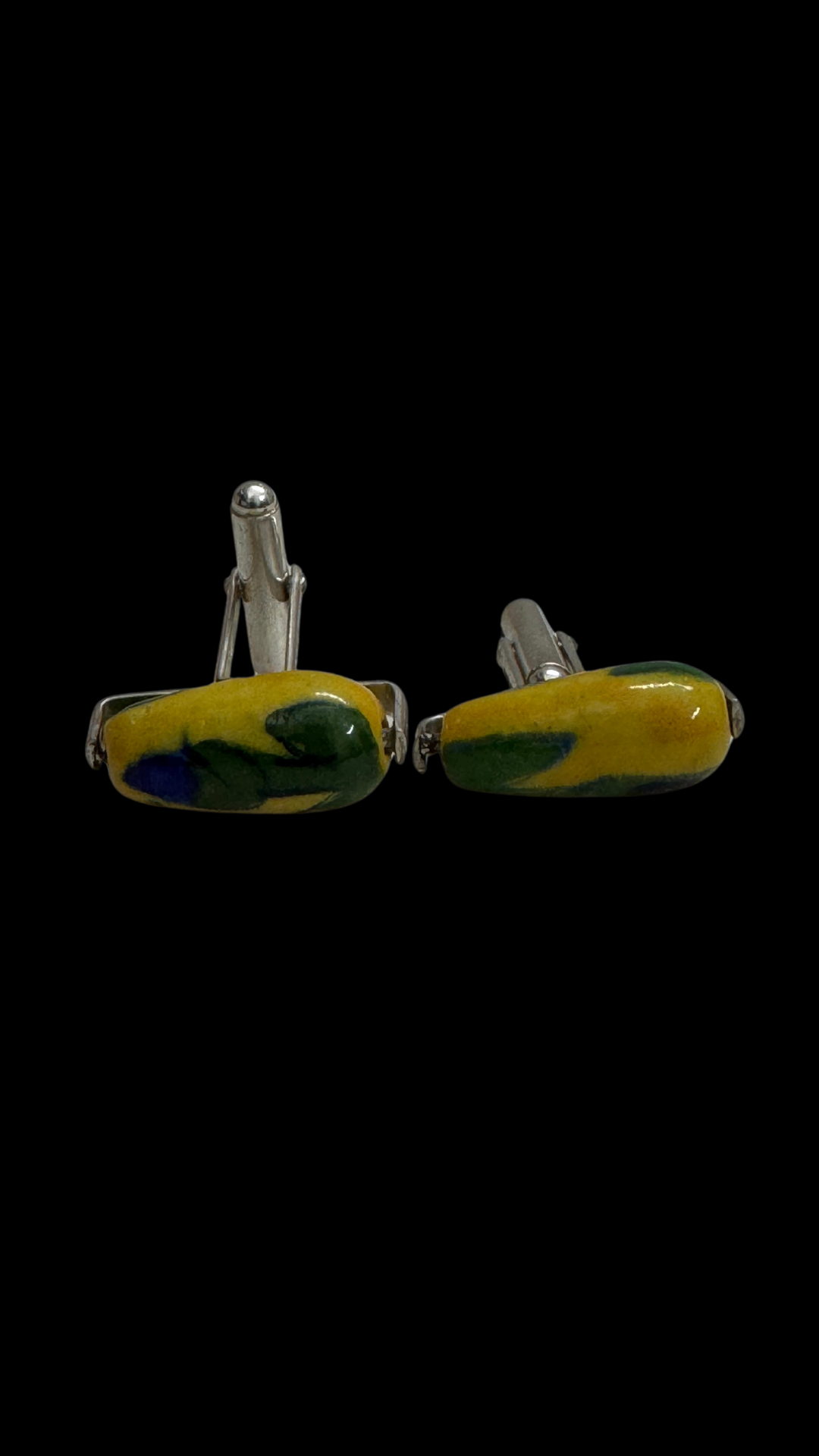 Blue Pottery Teardrop Cufflinks