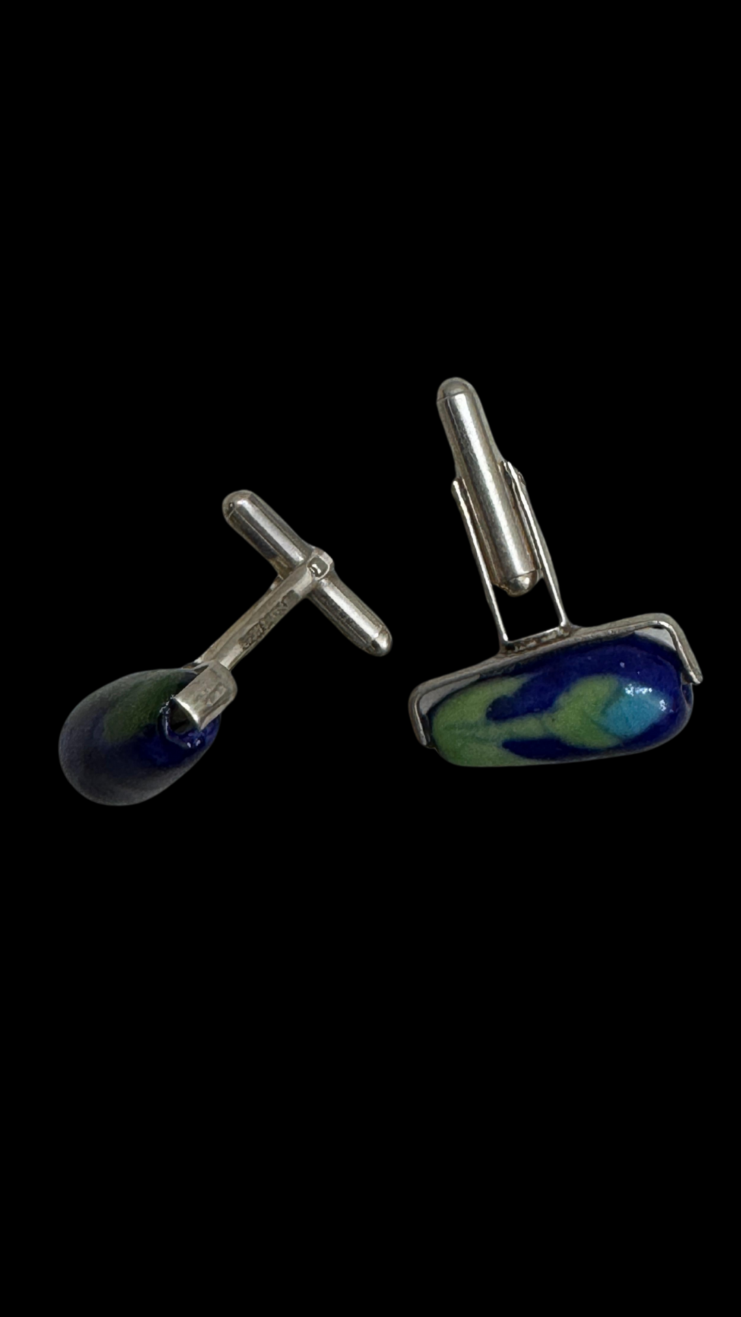 Blue Pottery Teardrop Cufflinks
