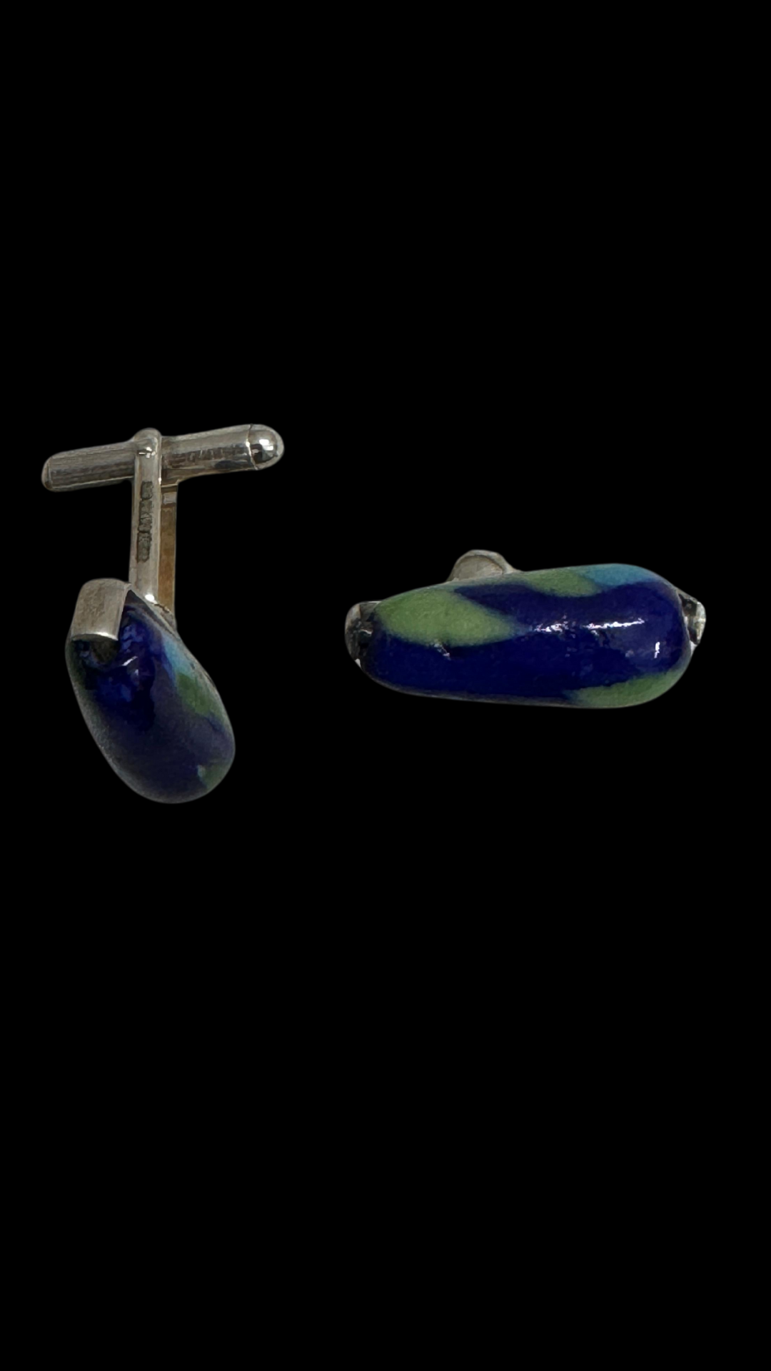 Blue Pottery Teardrop Cufflinks