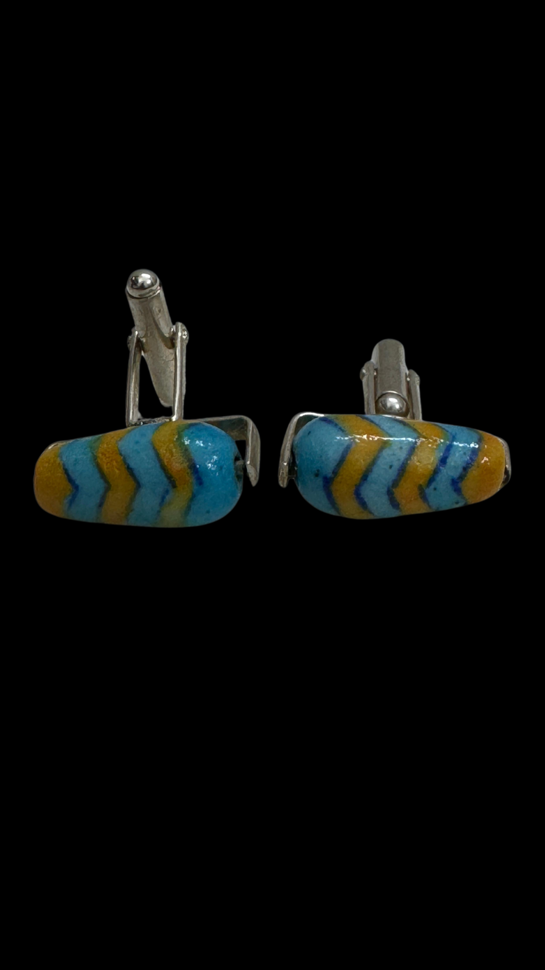 Blue Pottery Teardrop Cufflinks