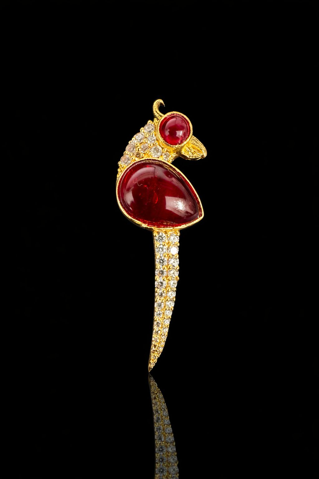 Scarlet Crest Bird Brooch