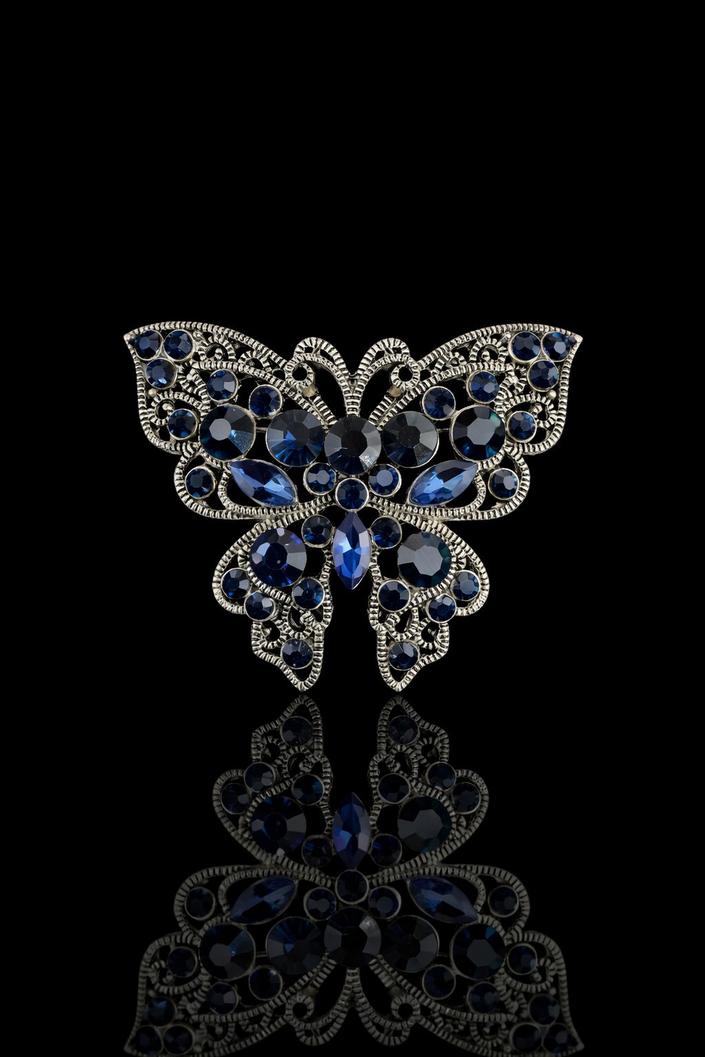 Midnight Sapphire Butterfly Brooch