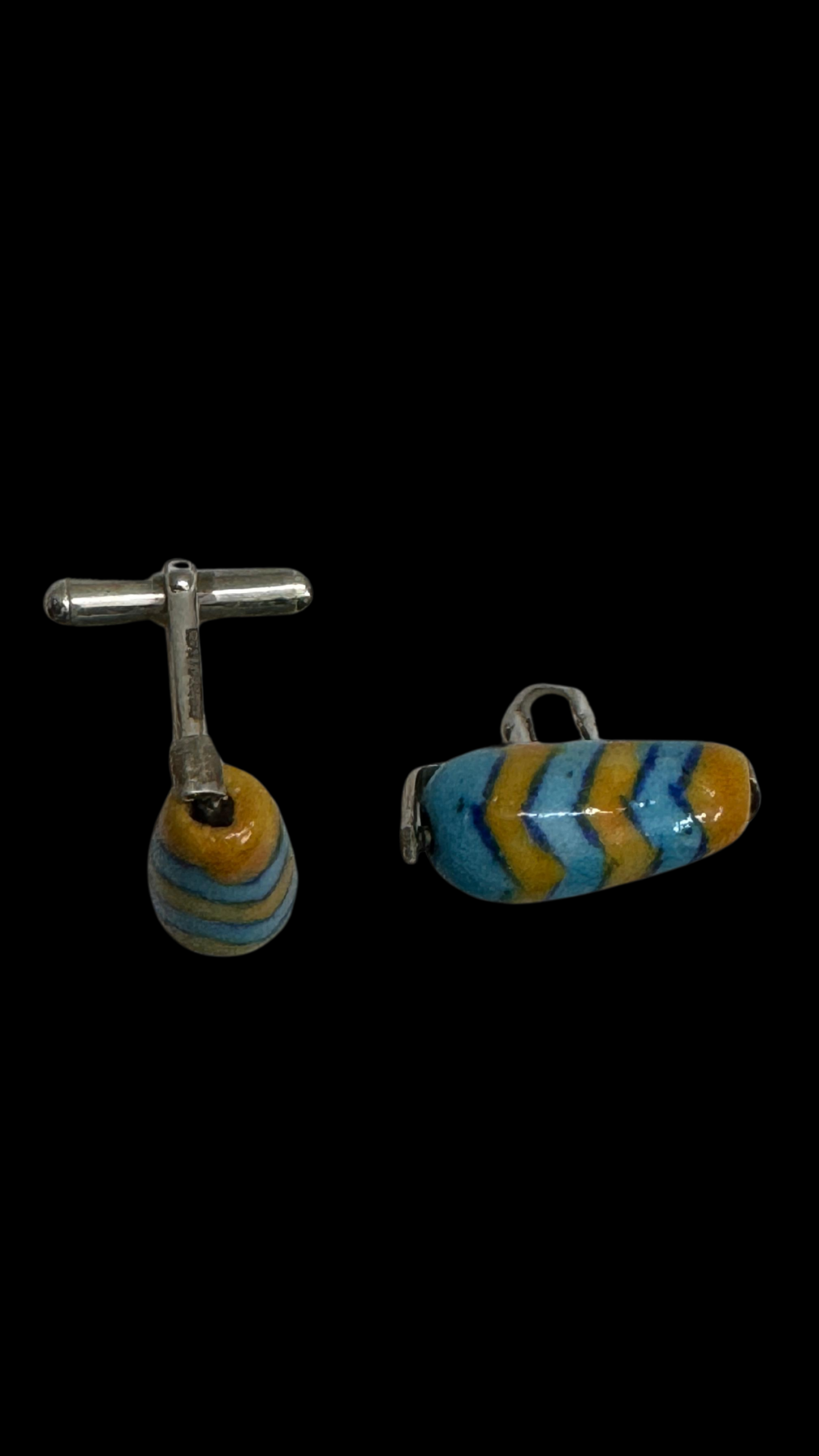 Blue Pottery Teardrop Cufflinks