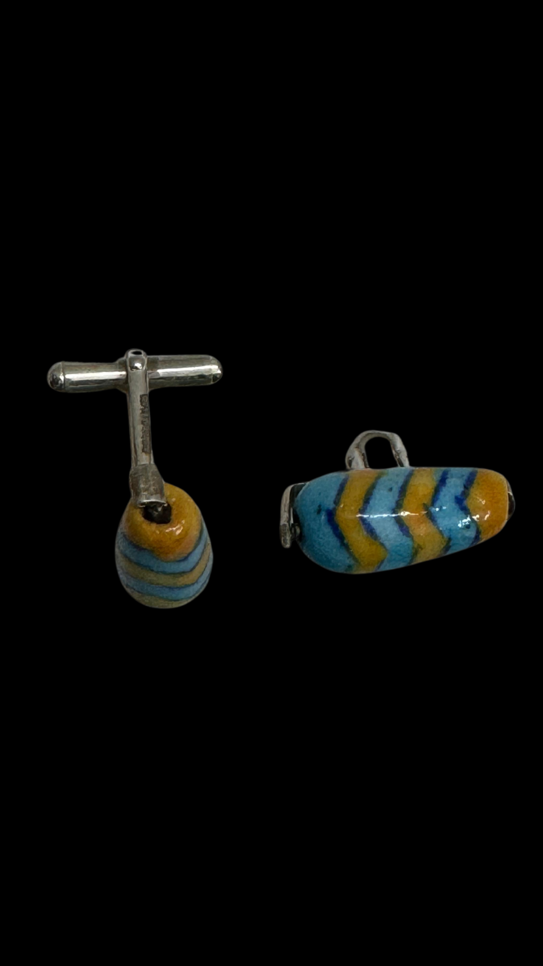 Blue Pottery Teardrop Cufflinks