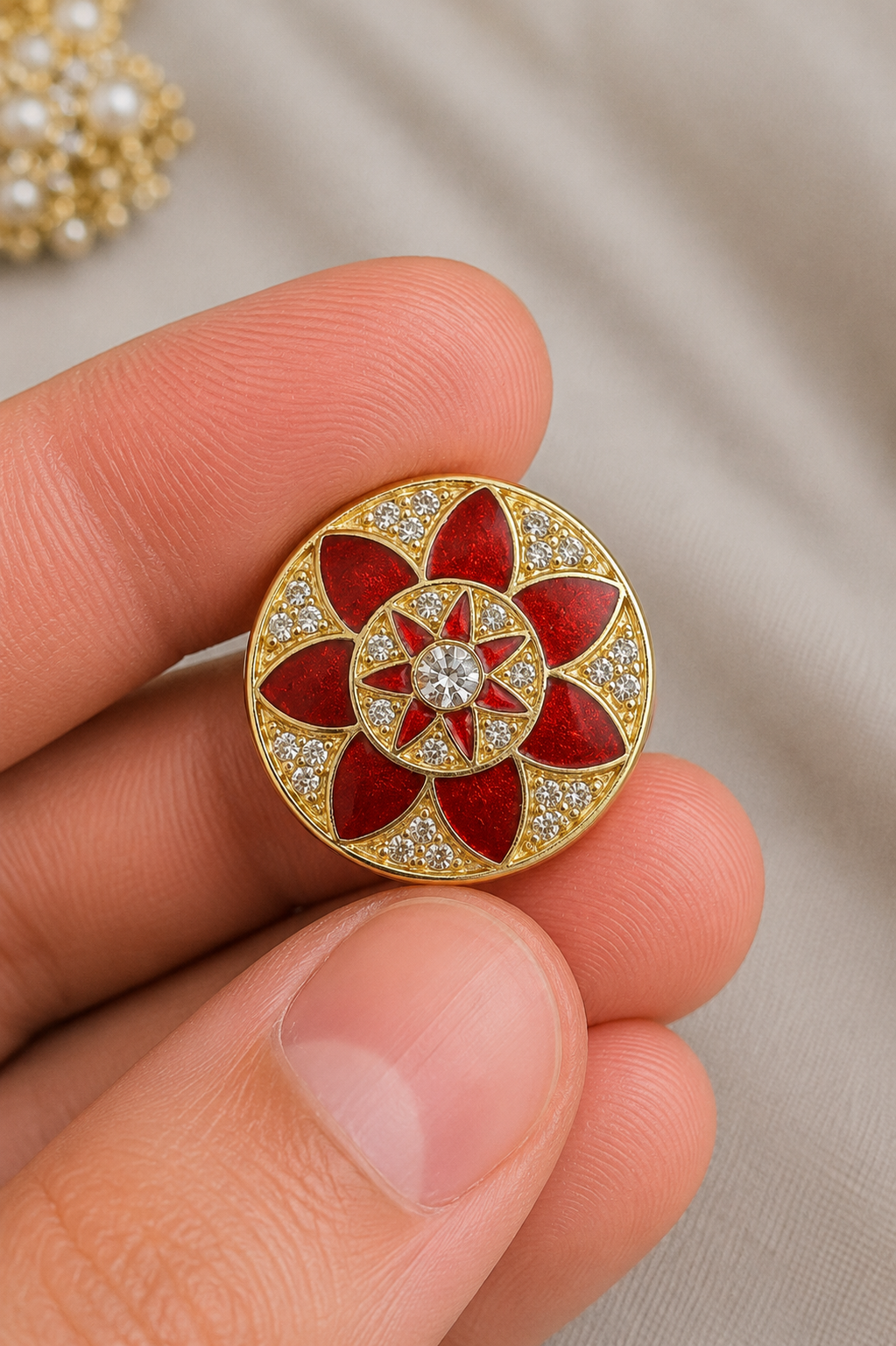 Royal Blue Bloom Bandhgala Button