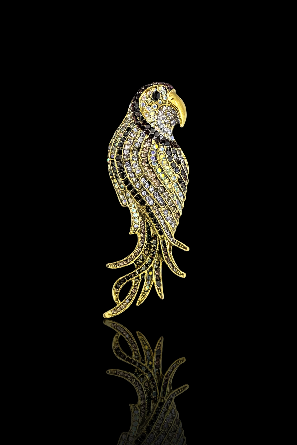 Majestic Parrot Crystal Brooch