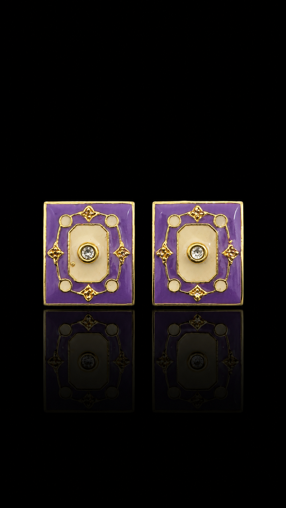 Regal Enamel Crystal Cufflinks