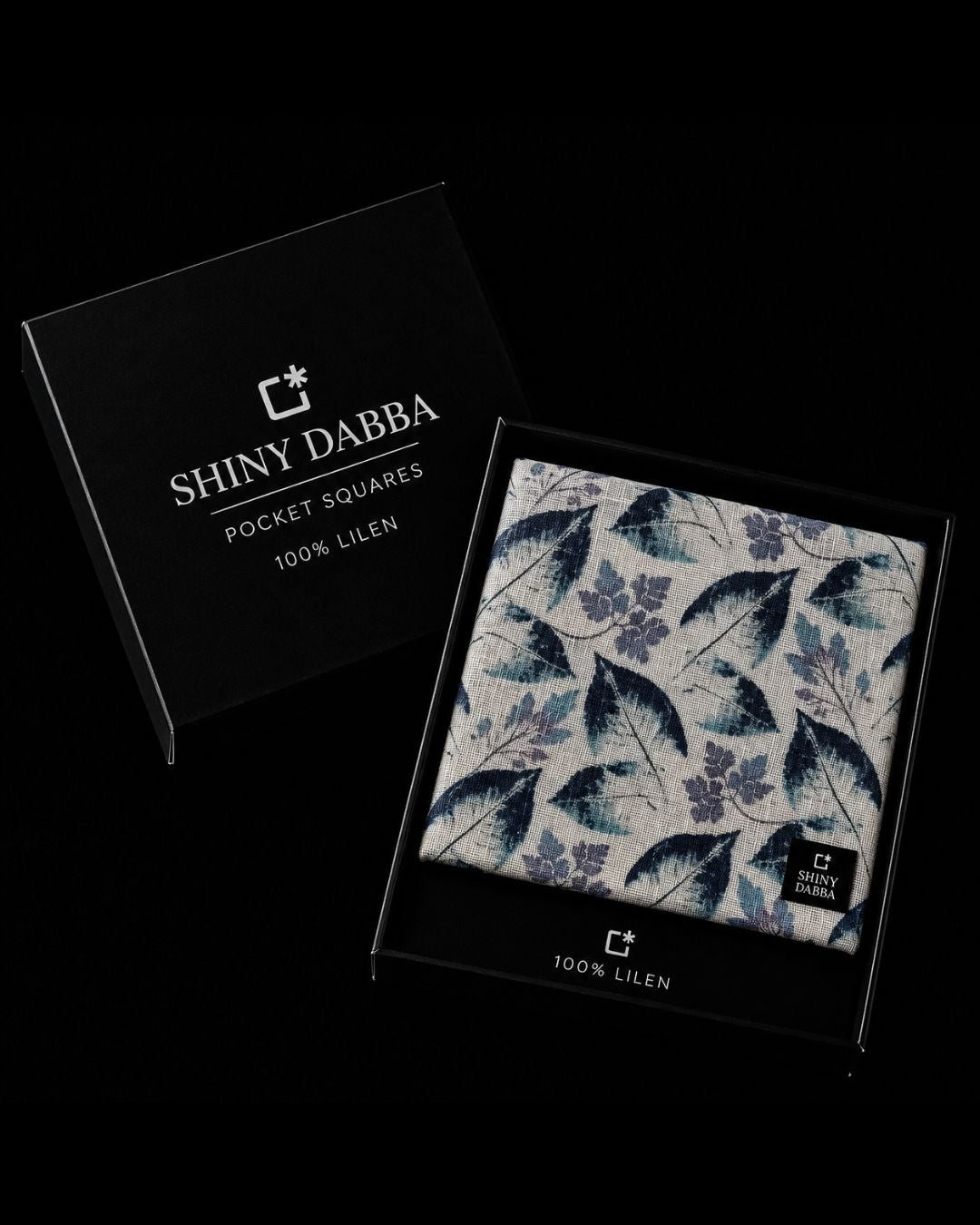 Midnight Botanical Linen Pocket Square