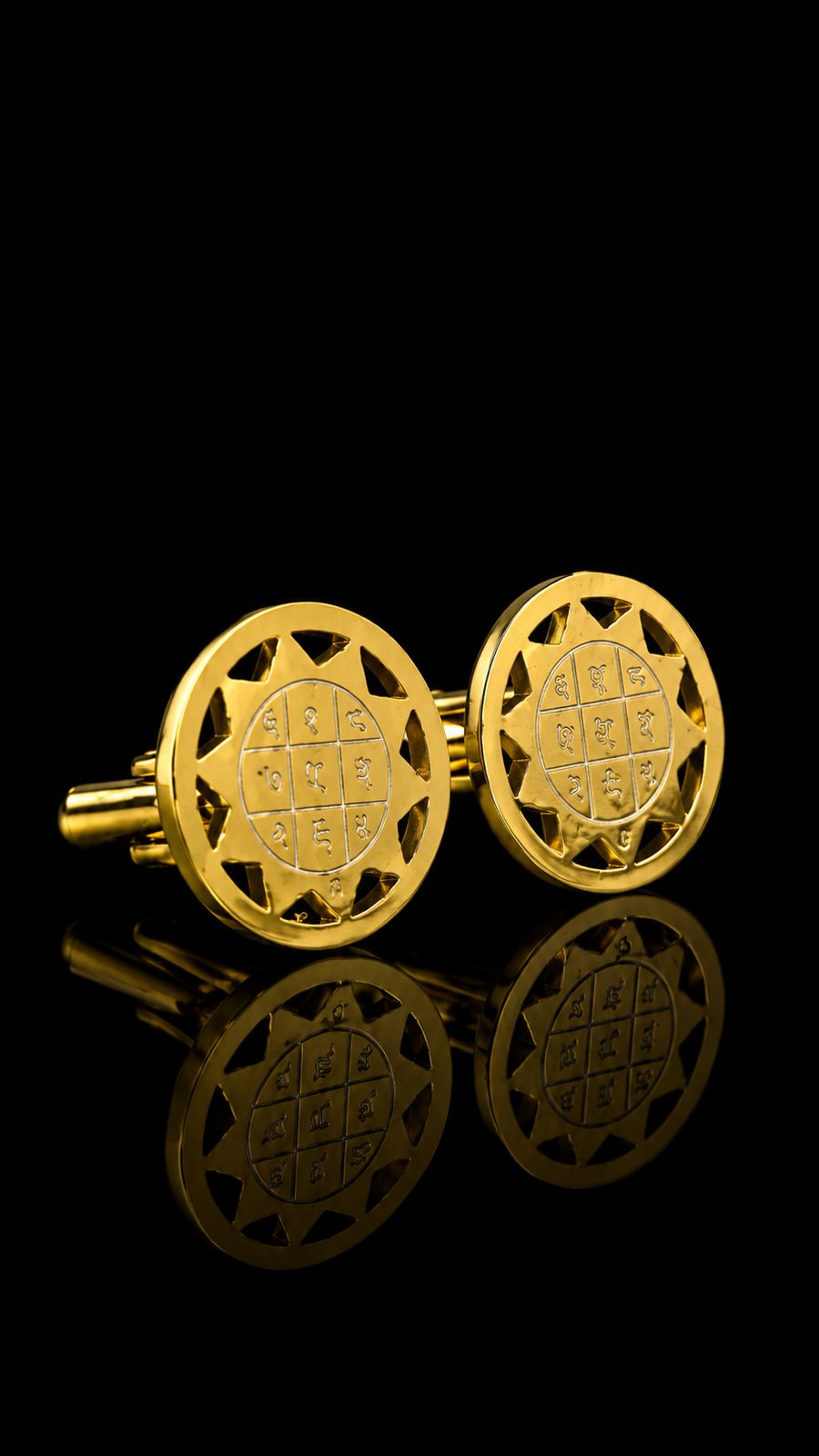 Vedic Yantra Gold Cufflinks