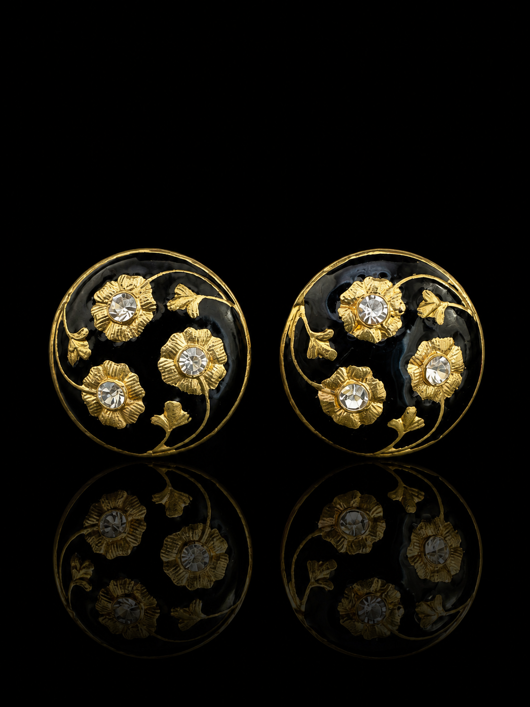 Golden Floral Crystal Cufflinks
