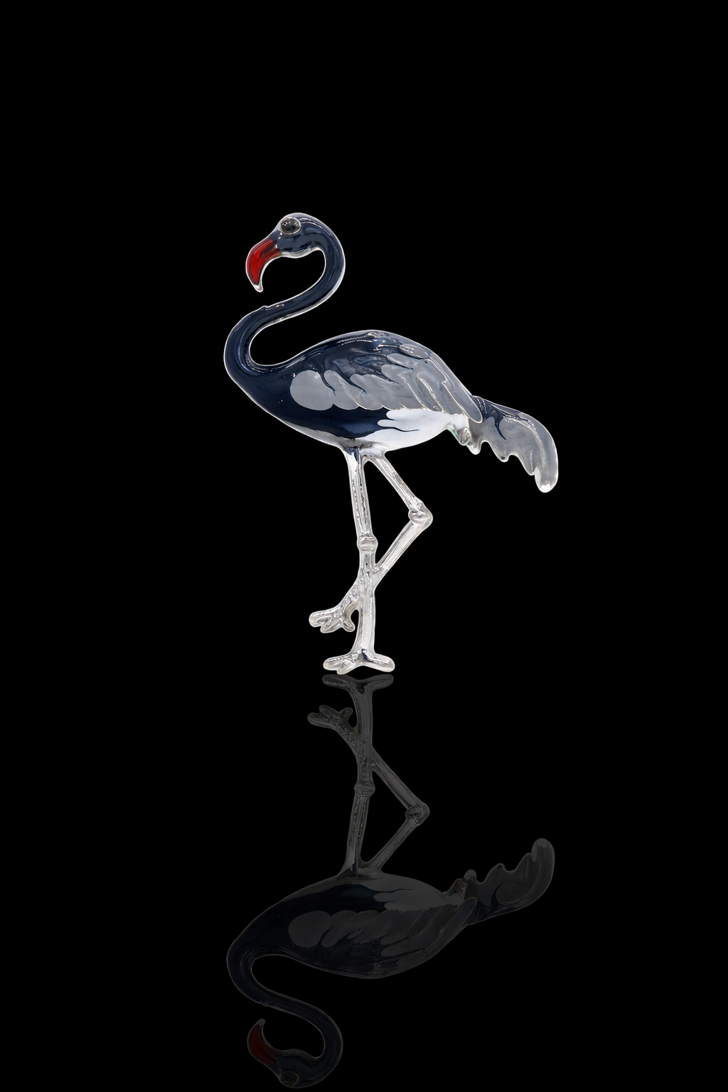 Midnight Flamingo Brooch