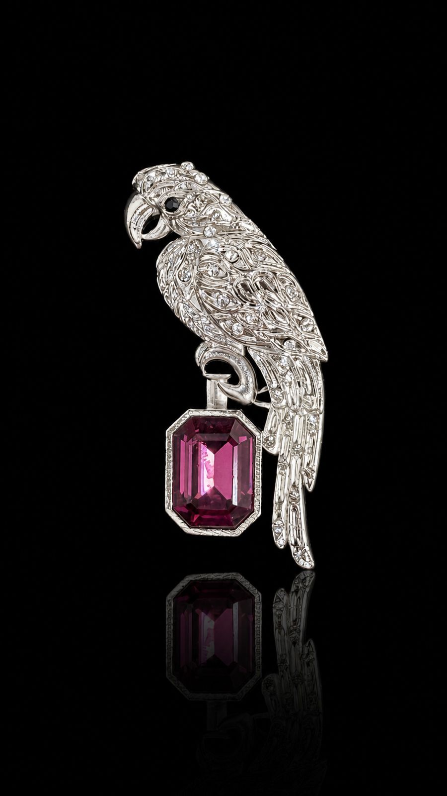 Royal Parrot Gemstone Brooch