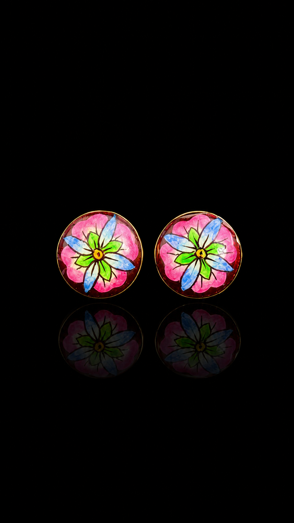 Gulnaar Bloom Hand-Painted Enamel Cufflinks