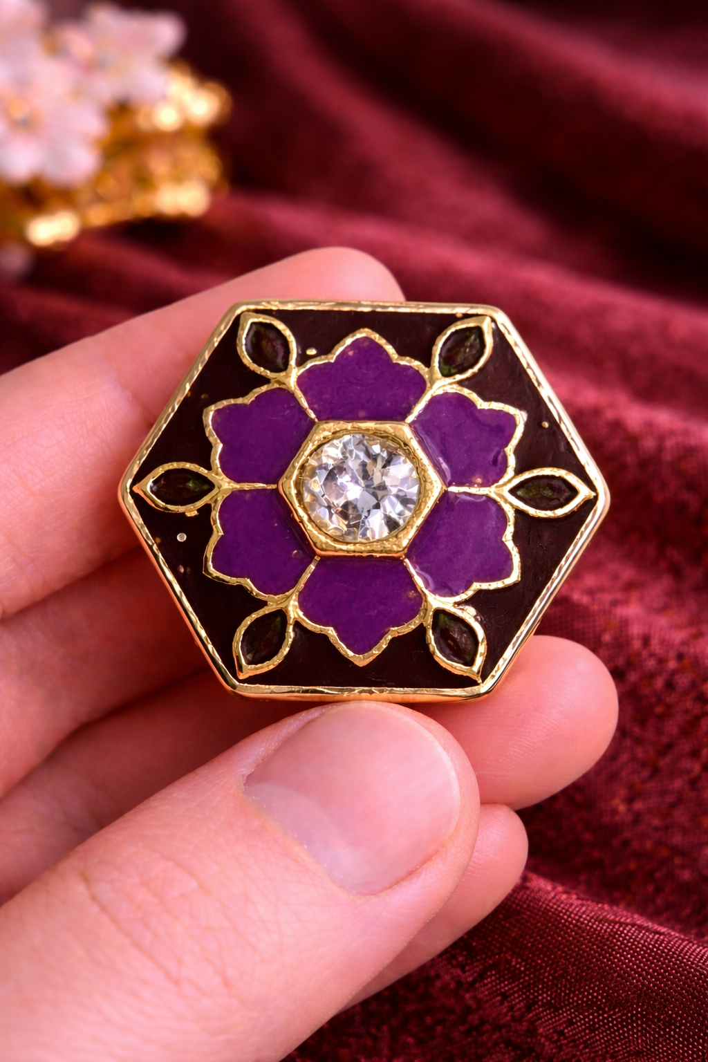 Royal Amethyst Bloom Bandhgala Button
