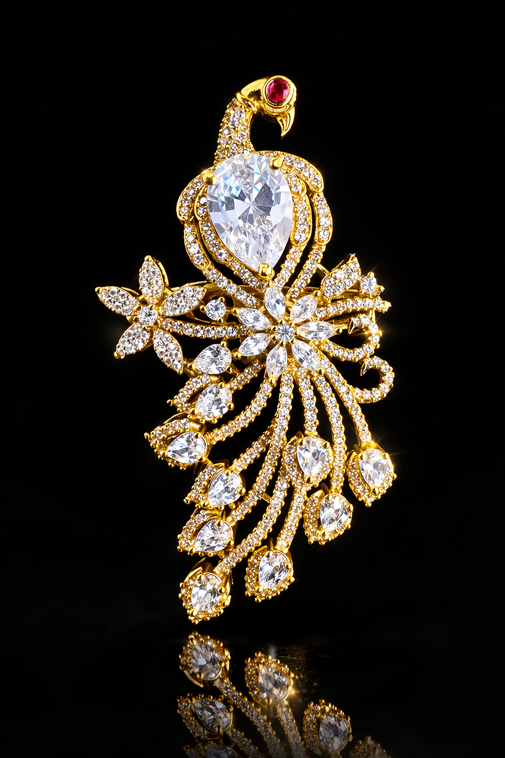 Regal Peacock Cascade Brooch