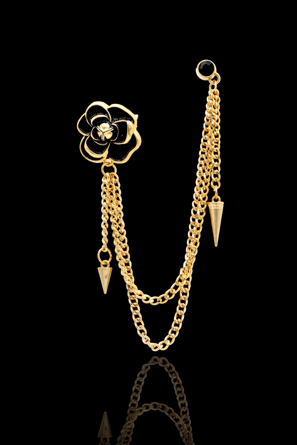 Noir Bloom Chain Brooch