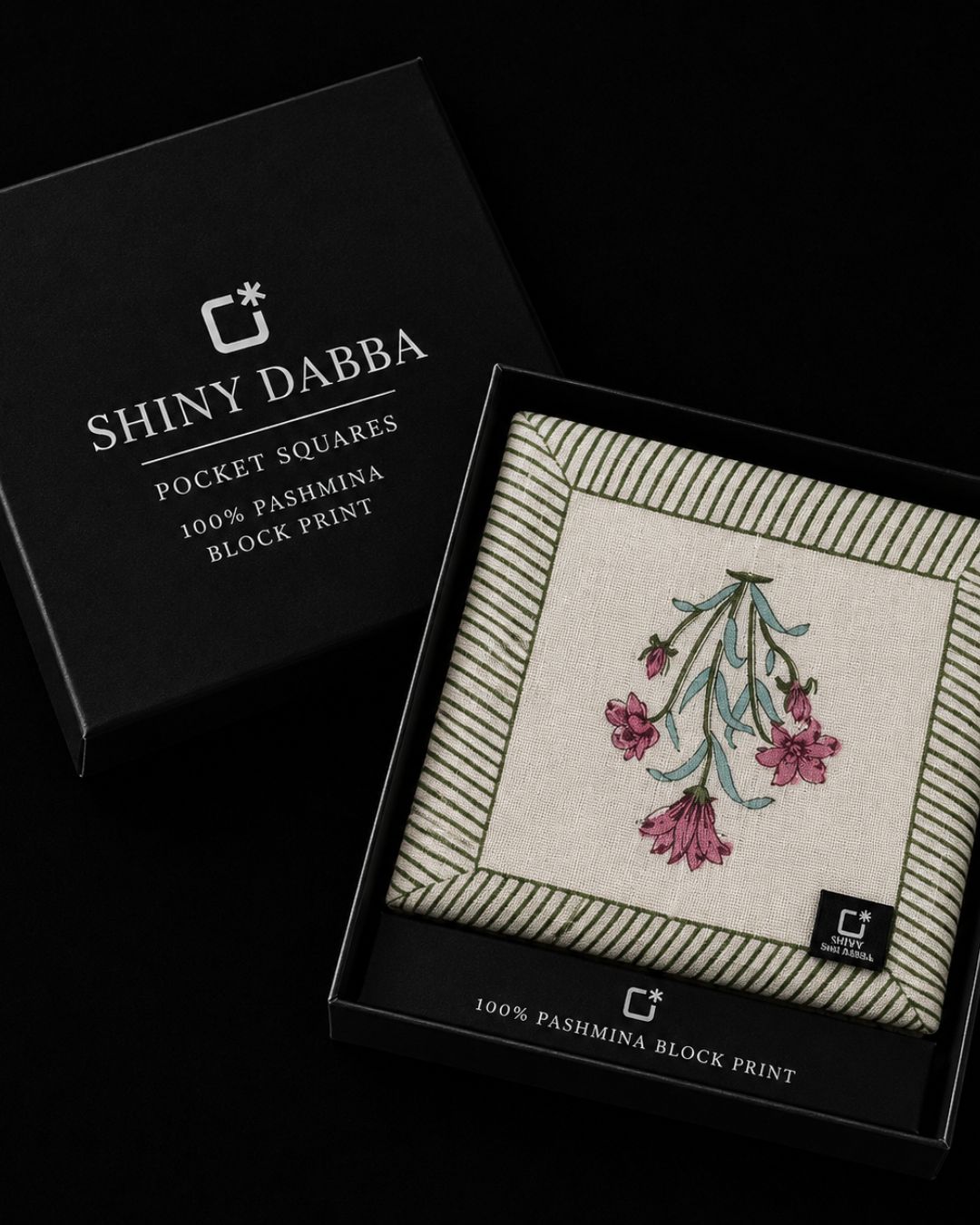Wild Lily Pashmina Block Print Pocket Square