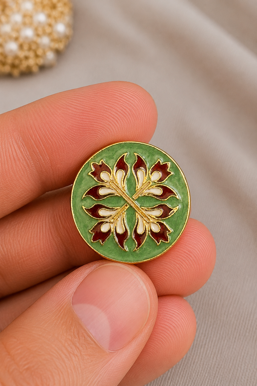 Blush Royale Floral Bandhgala Button