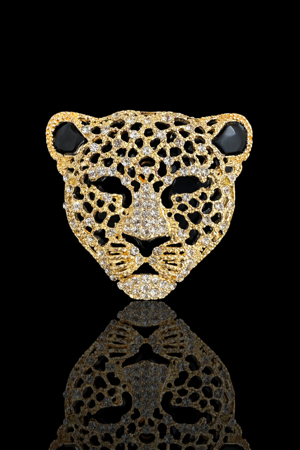 Regal Leopard Crystal Brooch
