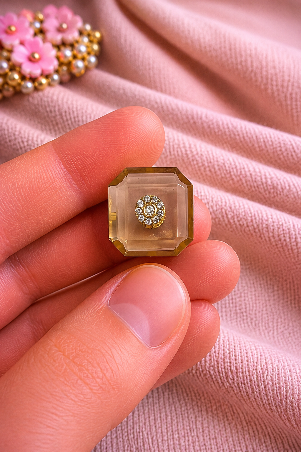 Royale Crystal Square Bandhgala Button