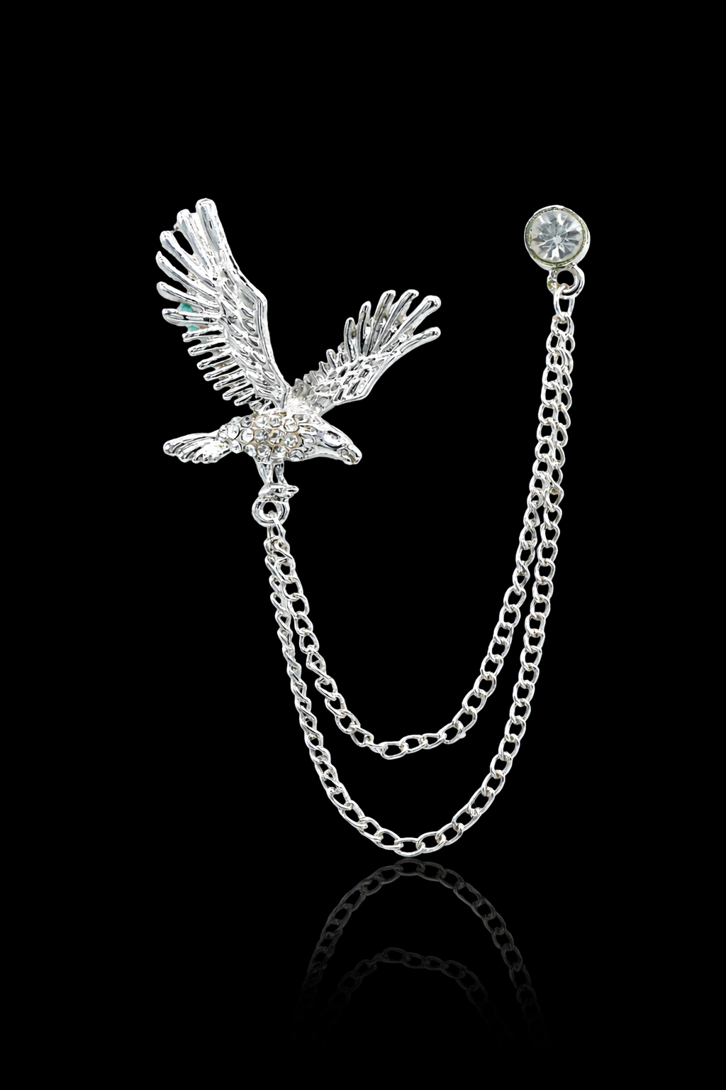Silver Falcon Chain Brooch