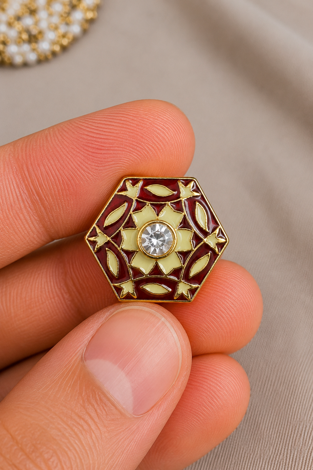 Imperial Mosaic Crystal Bandhgala Button Set