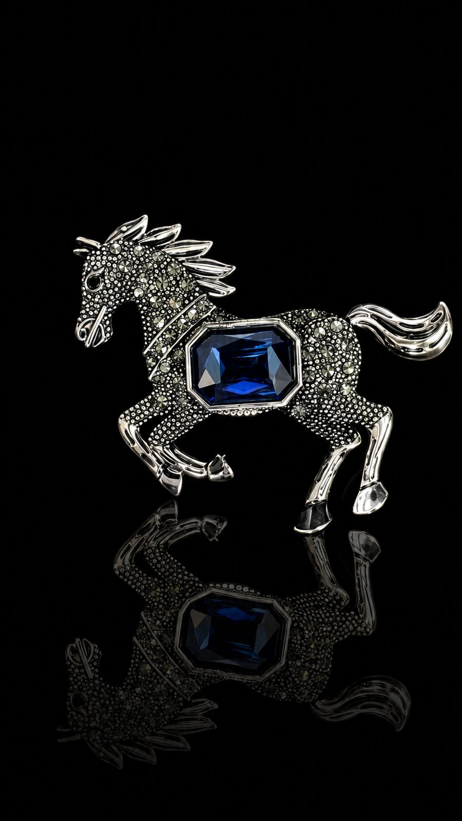 Royal Sapphire Stallion Brooch
