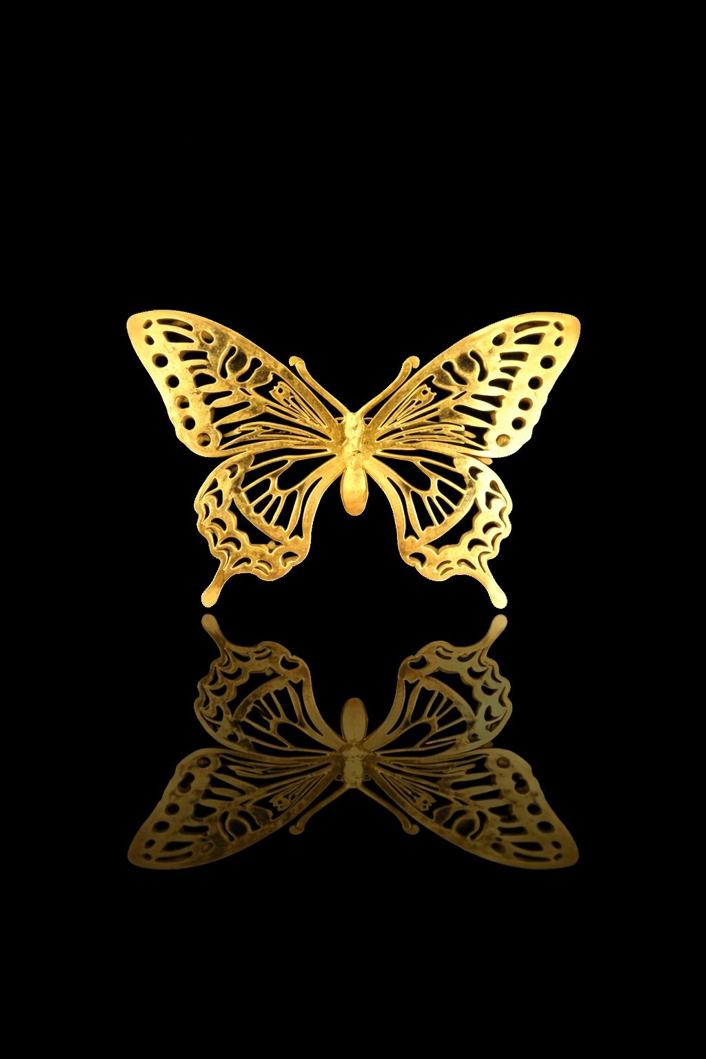 Golden Filigree Butterfly Brooch