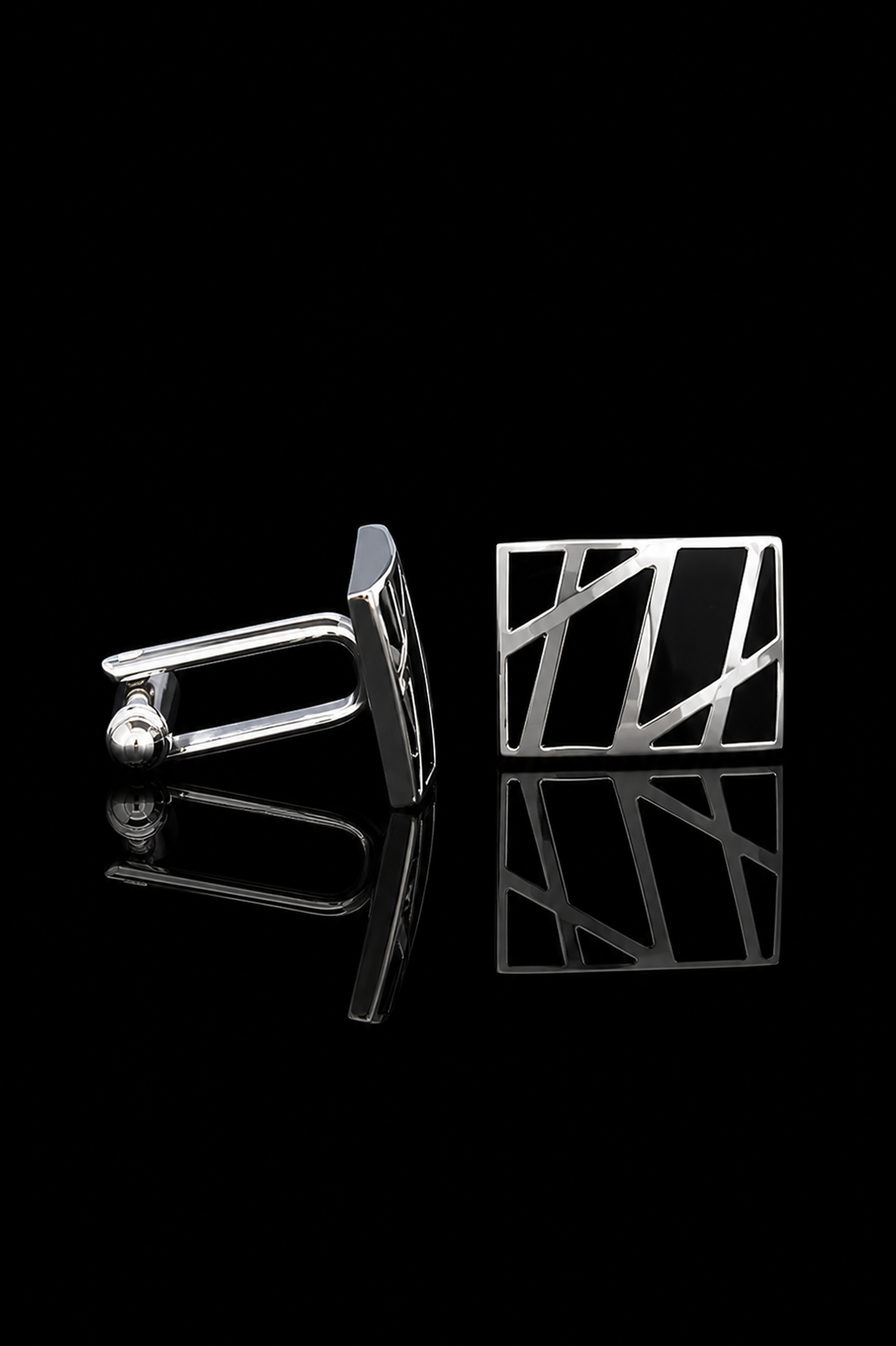 Classic Black Geometric Cufflinks