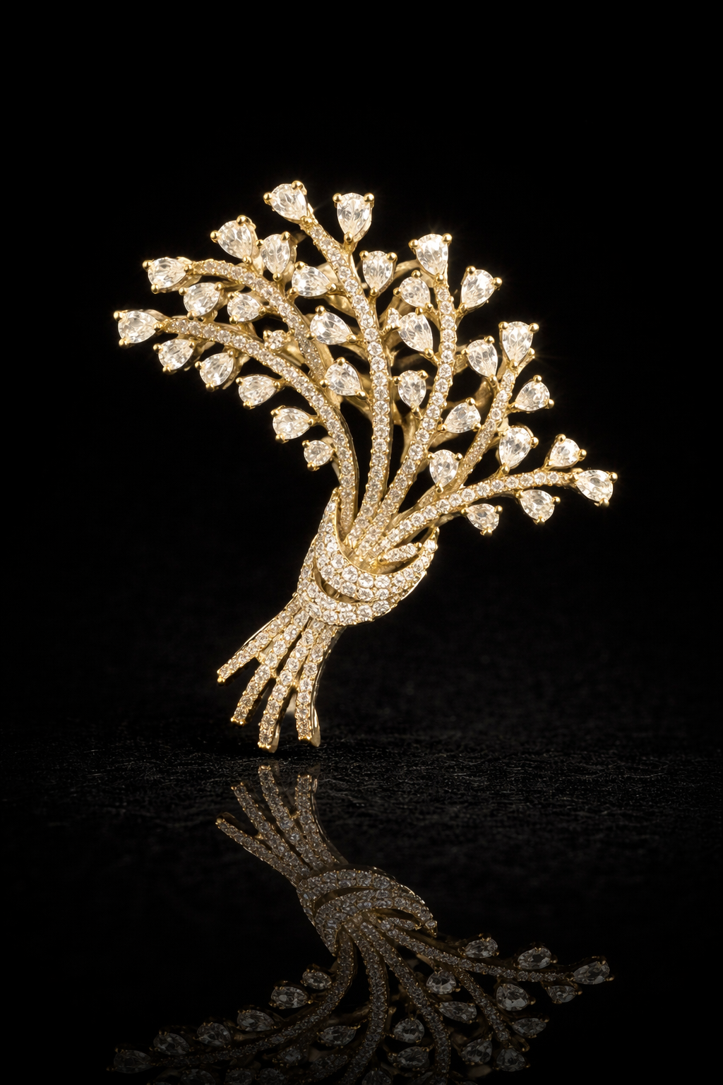 Golden Cascade Bloom Brooch