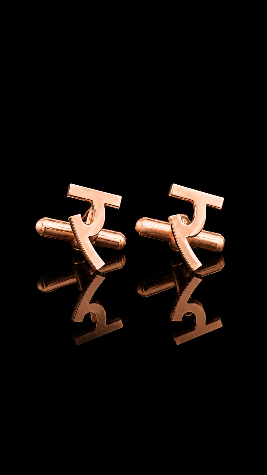 Rajputana Initial "र" Rose Gold Cufflinks