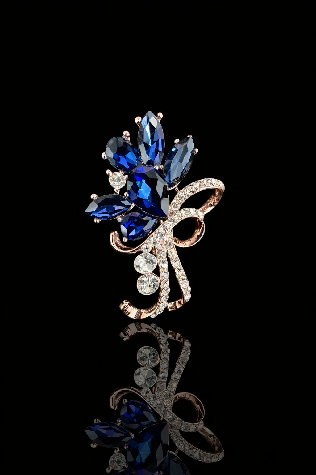 Midnight Bloom Bow Brooch