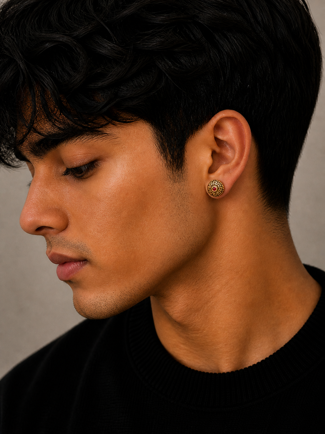 Regal Maze Round Stud Earrings