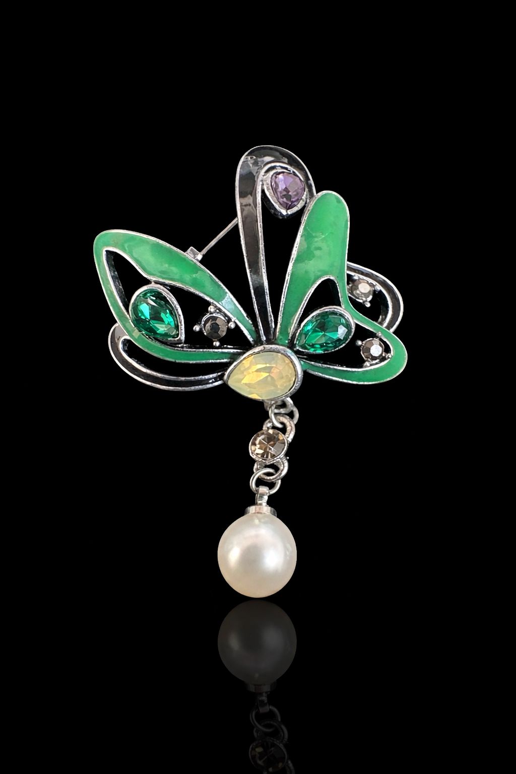 Emerald Whisper Butterfly Brooch