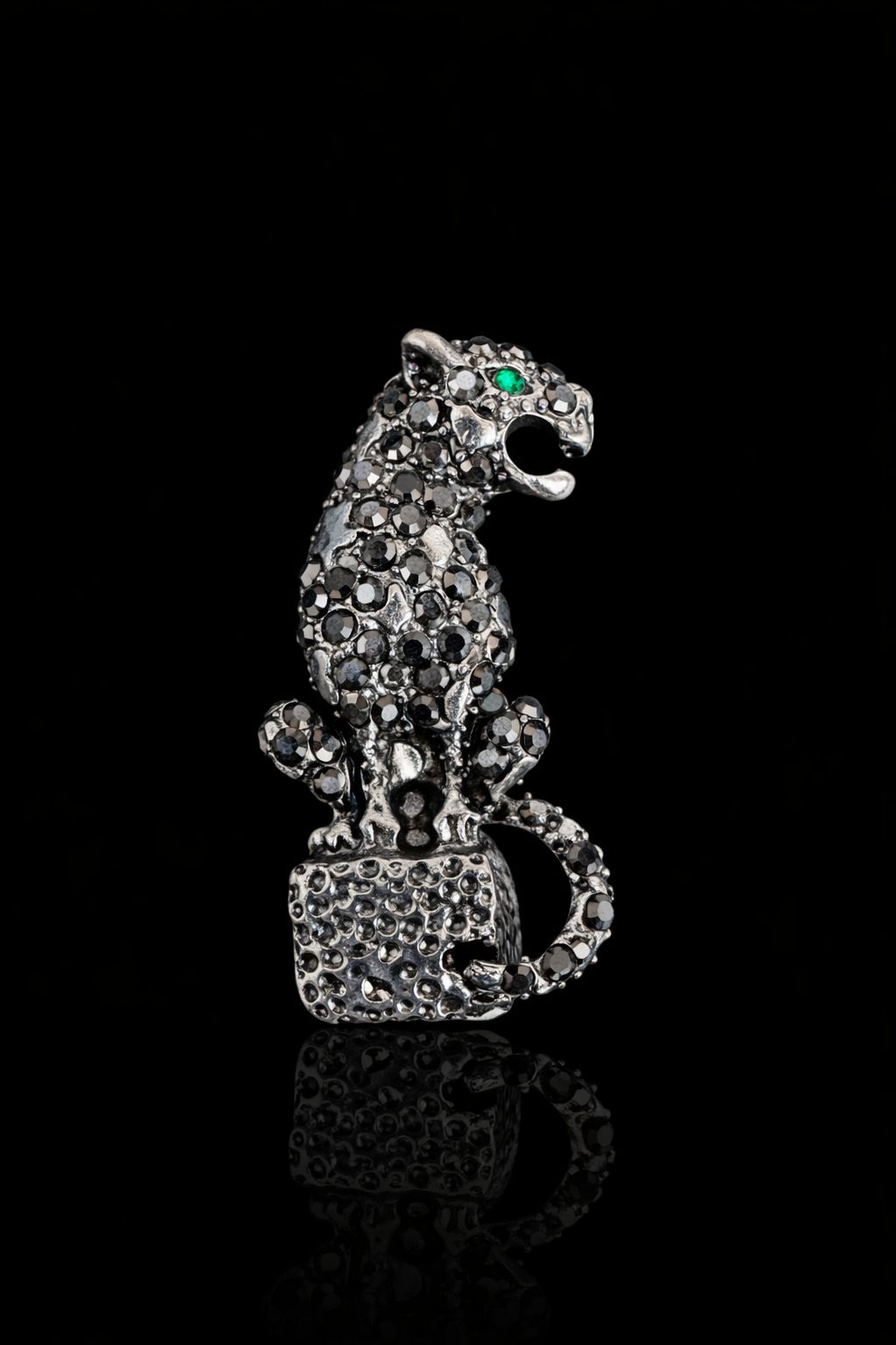 Emerald Sentinel Panther Brooch