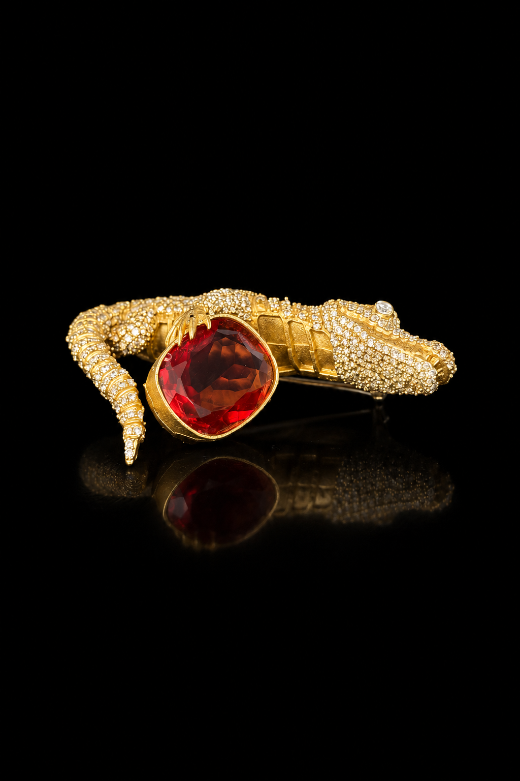 Crimson Crocodile Brooch