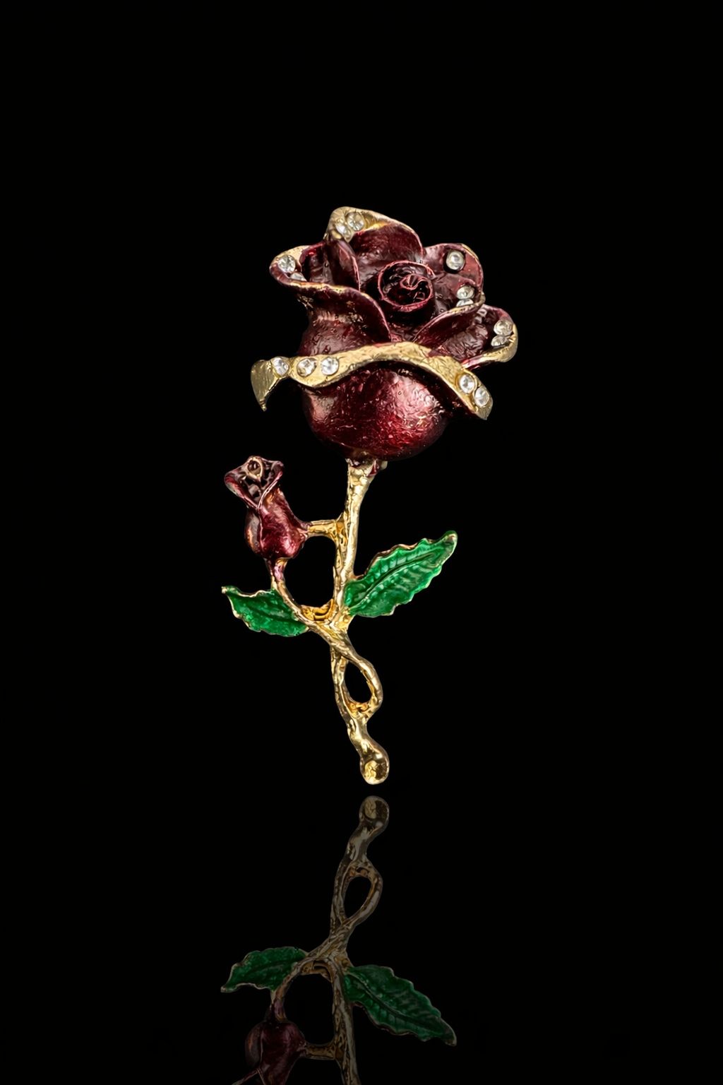 Crimson Rose Elegance Brooch