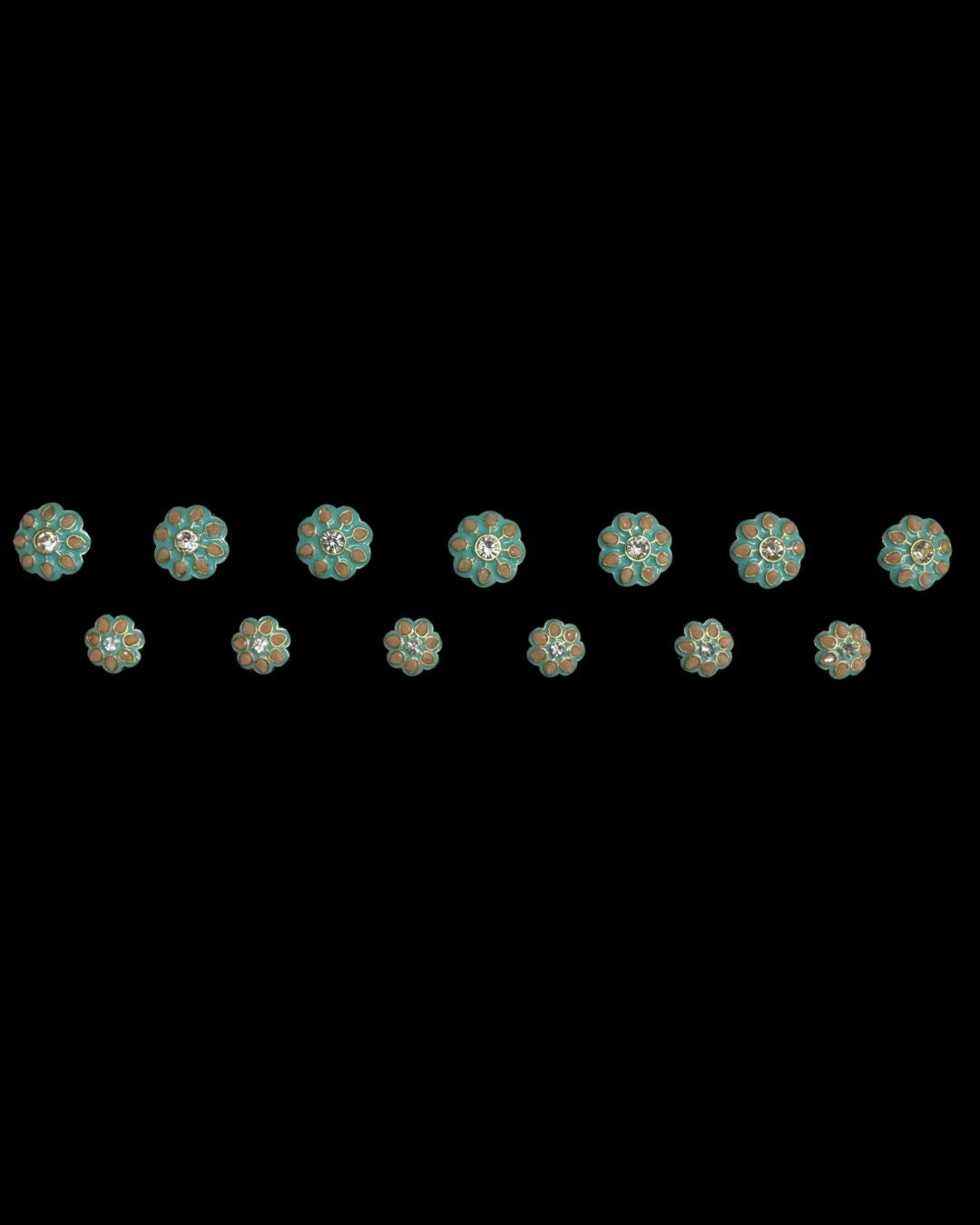 Turquoise Bloom Crystal Bandhgala Button