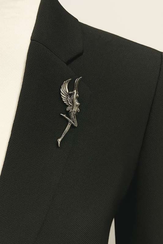 Wings of Grace Silver Brooch