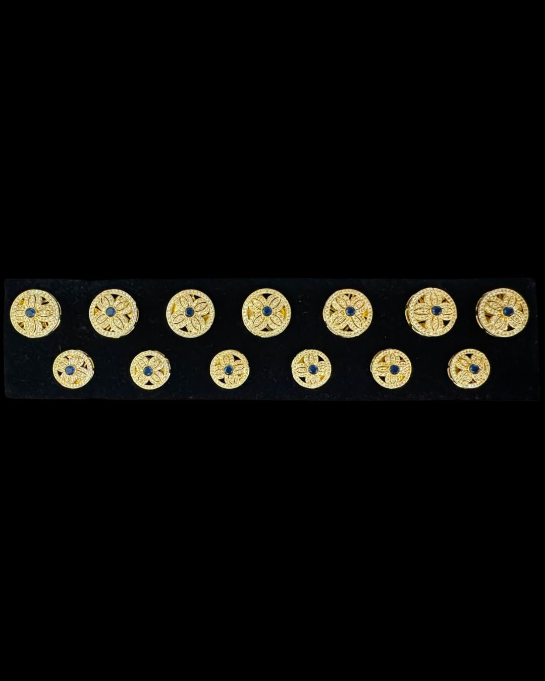 Royal Sapphire Bloom Bandhgala Button Set