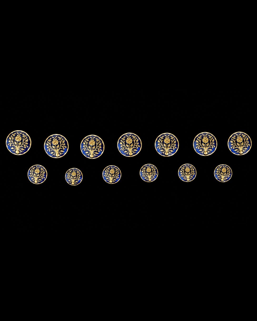 Royal Sapphire Floral Bandhgala Button Set