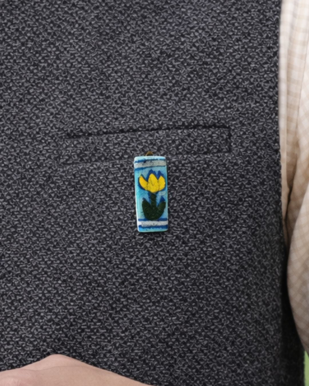 Sqaure – Blue Pottery Brooch