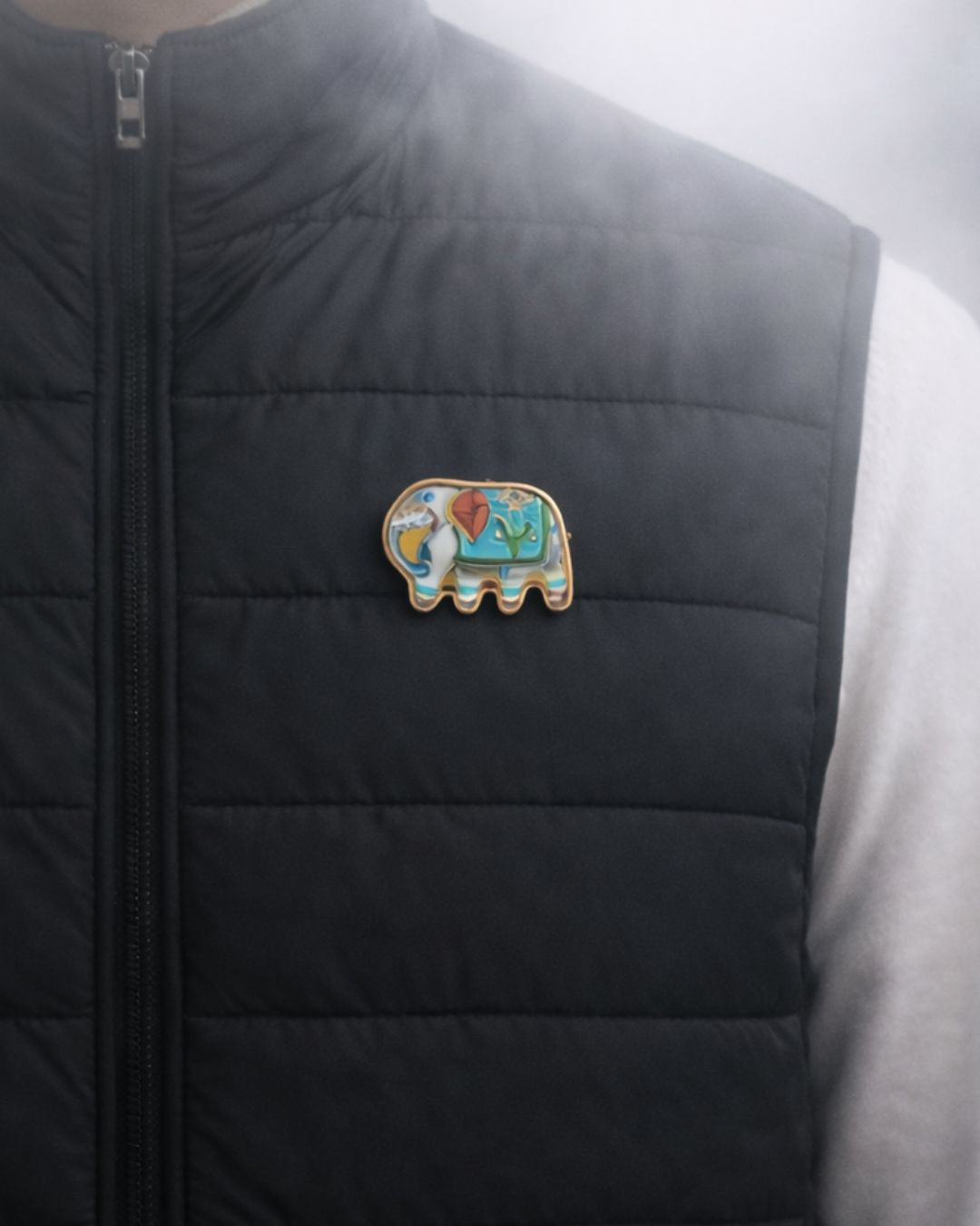 Elephant – Blue Pottery Brooch