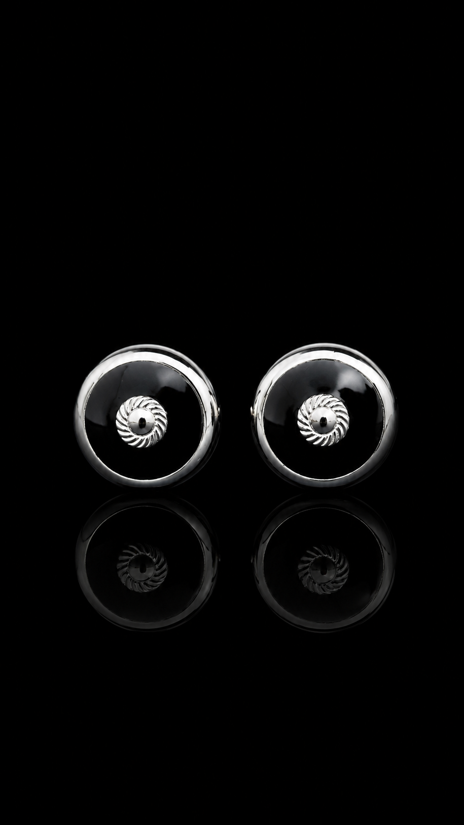 Midnight Orbit Black Enamel Cufflinks
