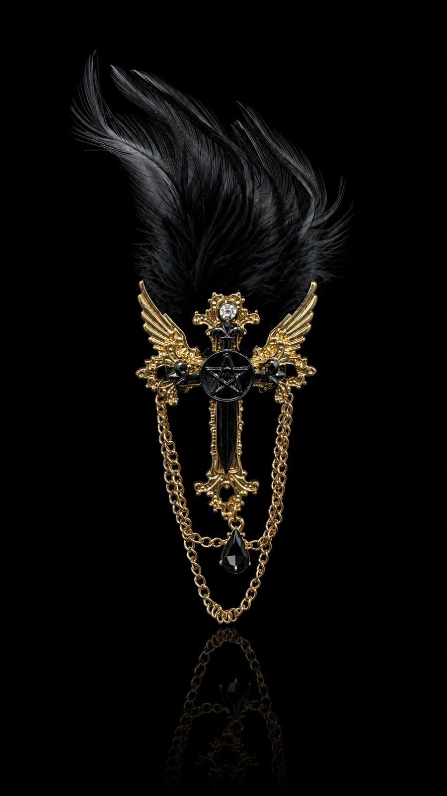 Midnight Sovereign Feather Brooch